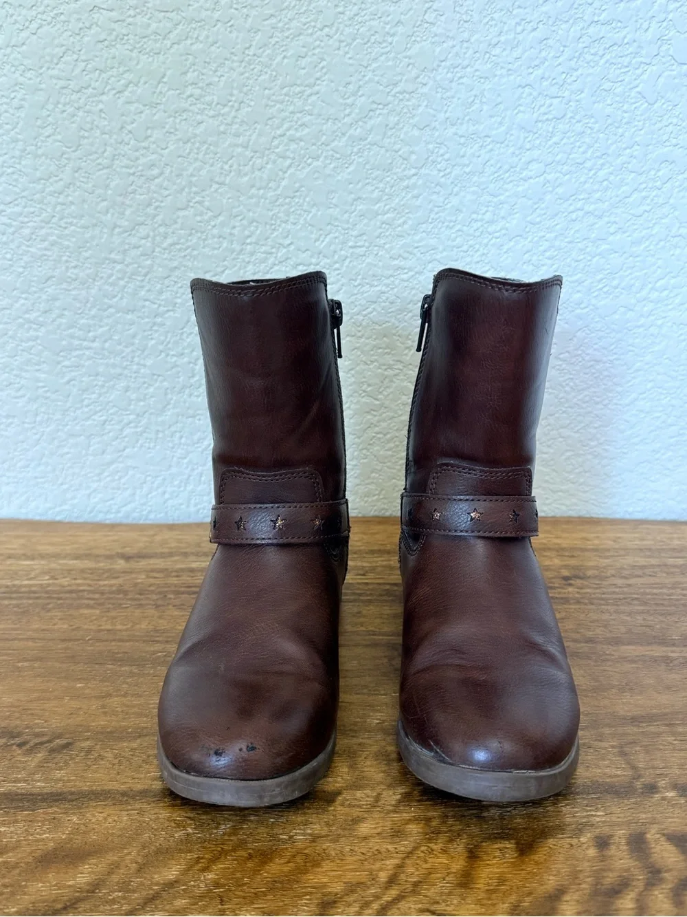 Stride Rite Lizz Girls Brown Leather Mid-Calf Buckle Boots